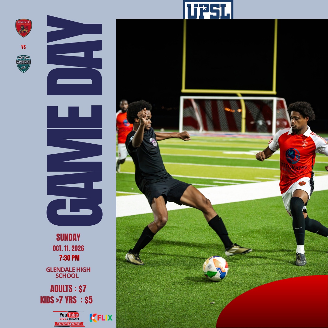 October 11 Kings FC versus Arizona Arsenal match poster.